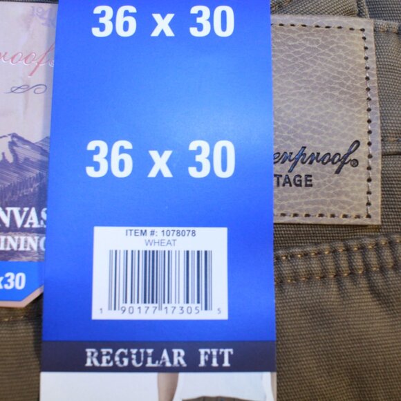 Weatherproof Vintage Reg Fit 36 x 30 Wheat Fleece Lined Stretch Canvas Pants - Picture 3 of 13